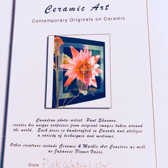 Water Lily Original Photo Art on Ceramic - Picture 2 of 6